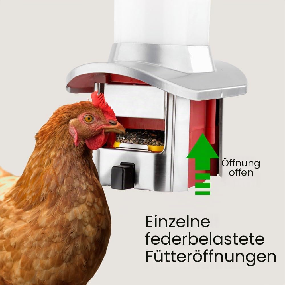 Rattensicherer Geflügel-Futterspender mit Schädlingsabwehr - Geflügel-Futterspender sicher vor Ratten und Großvögeln - Wetterfest - 4 l / 3,6 kg - Brandneu