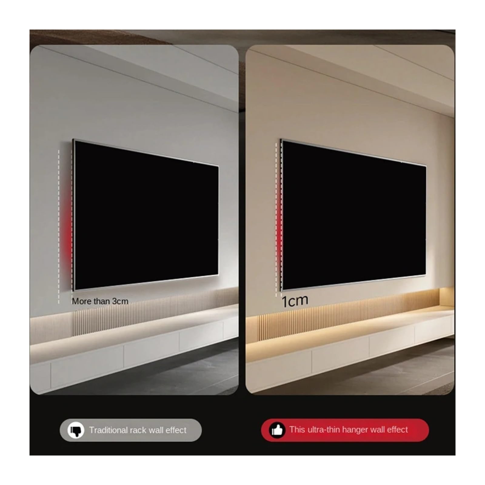 Soporte De Pared Universal Ultrafino For Televisores De Pantalla Plana/Curva De 26 A 90 Pulgadas. Soporta hasta 80 Kg. Compatible con VESA 100x100-800x400 Mm.(26-65in)