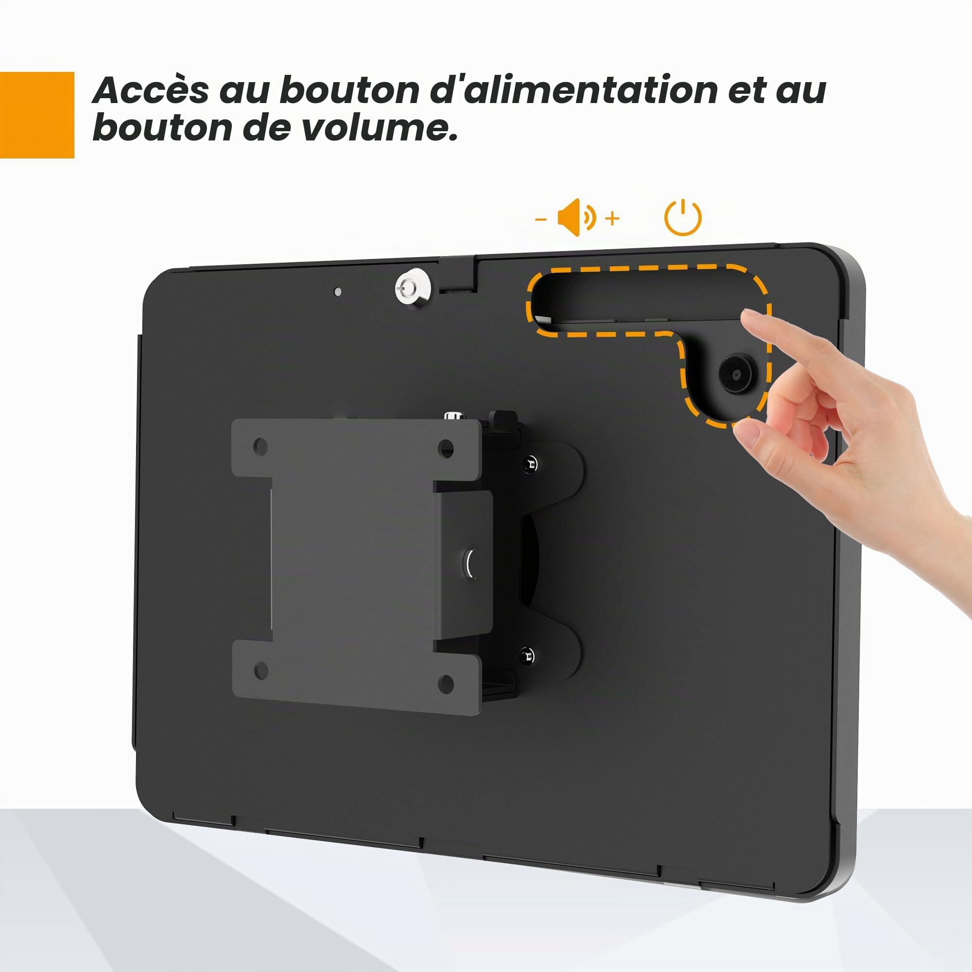 Support mural pour tablette compatible avec Samsung Galaxy Tab A11+, Tab A9+, antivol avec verrouillage, tout métal, inclinable - BSW101BJ