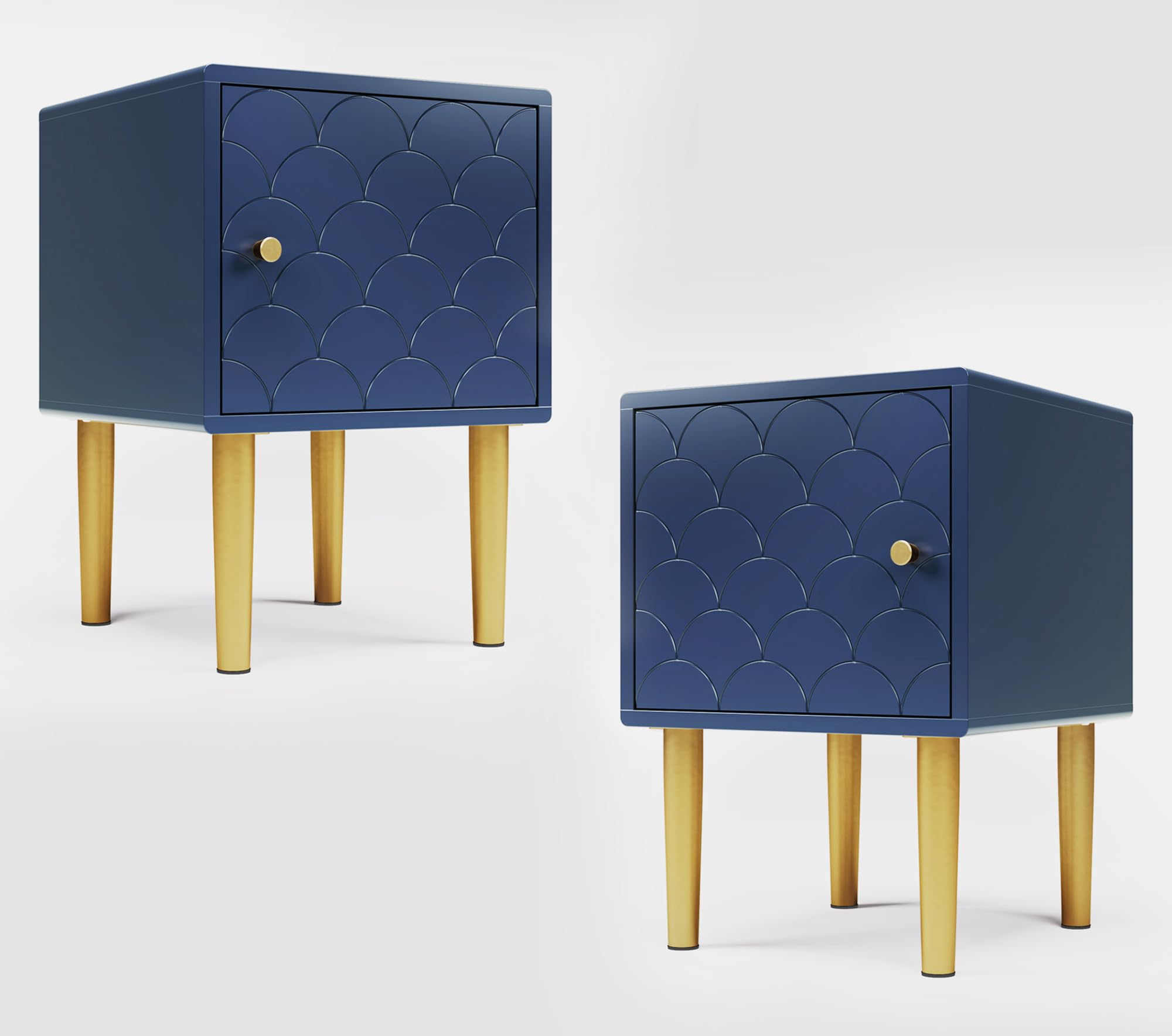 KAZZIO Juego de 2 mesitas de noche, mesitas de noche, mesitas auxiliares, color azul marino, mesa de sofá adecuada para cualquier cama y dormitorio (mesita de noche, 2)