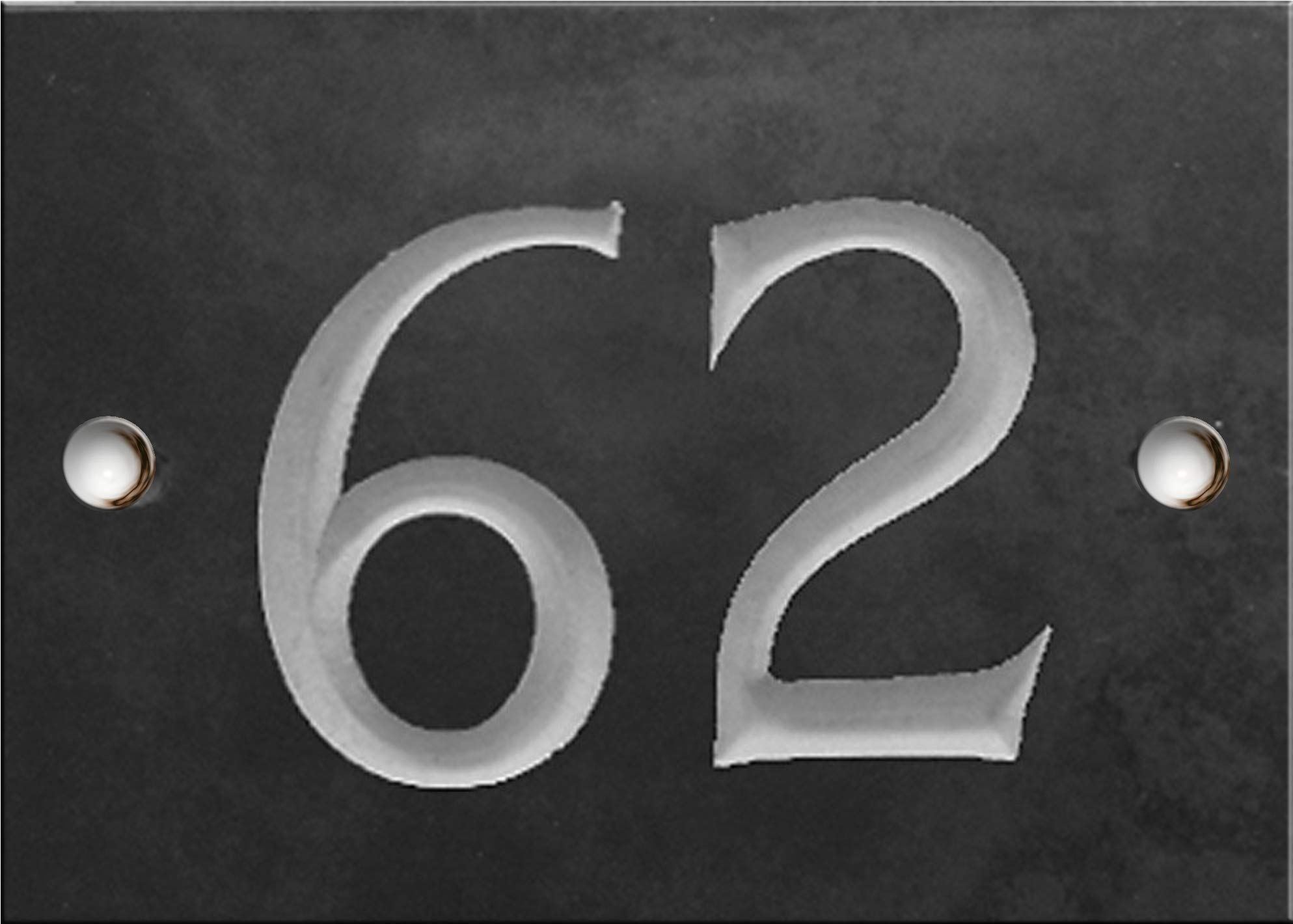 Engraved Slate House Number – Deep V-Cut, Natural Stone, Black Slate, Premium House Sign, Hand Engraved - Number 62 — image 1