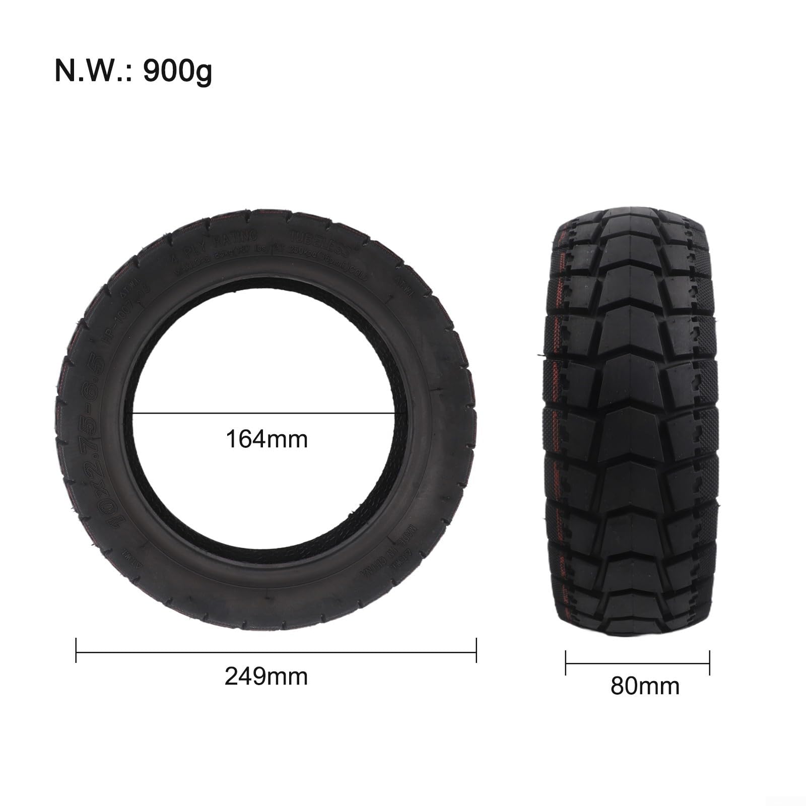 Wet Grip Pneu à motif bouclier Noir A 10 x 2,75-6,5
