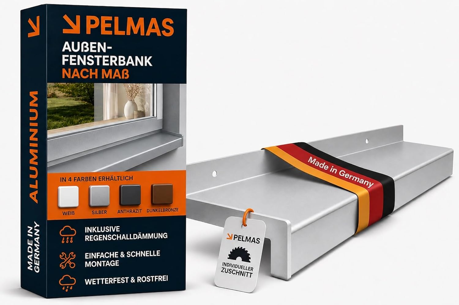 Fensterbank Tropfblech Alu Abschluss 5° reinweiß 1mm Ral9010 T=50-400mm bis1,5m Fensterbank Tropfblech Alu Abschluss 5° reinweiß 1mm Ral9010 T=50-400mm bis1,5m