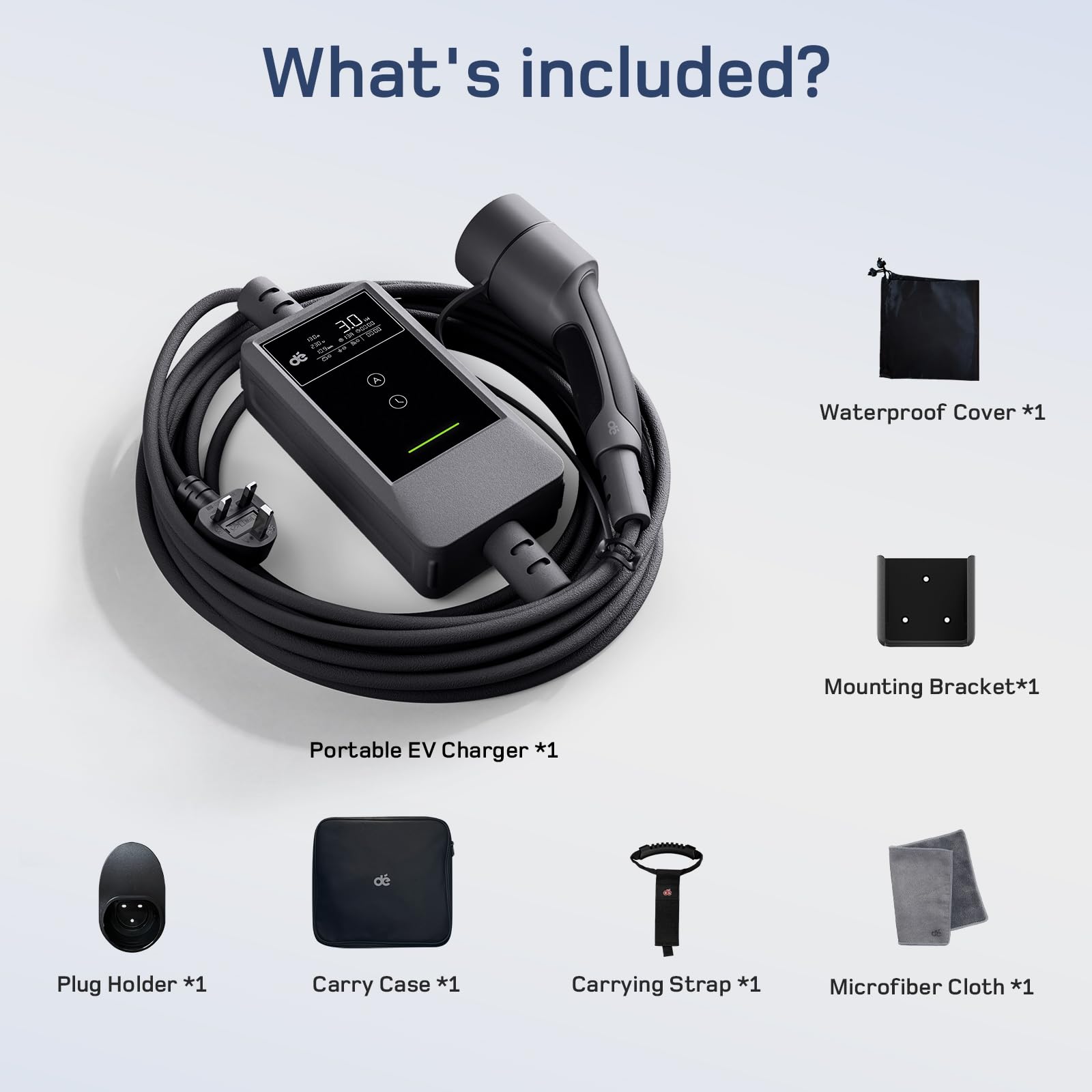 EV Charger Cable Type 2 to 3 Pin Plug, dé 3kW App [7m, 6-13A] Electric Car Charger, Type 2 Charging Cable Compatible with Model Y/3, Q4, Enyaq, Spring, Kuga, 5 E-Tech and Other Type 2 EVs/PHEVs — view 6