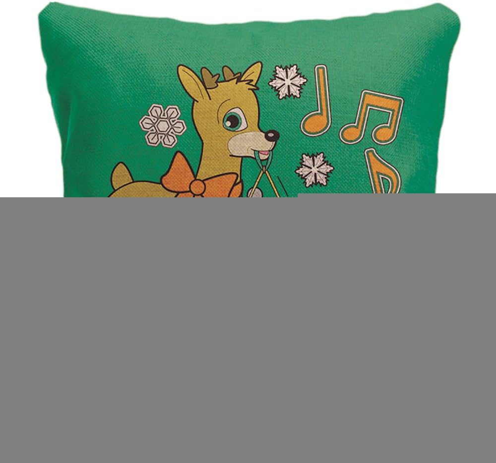 LDJ Cotton Polyester Square Throw Pillow Case Decorative Cushion Cover Pillowcase Design With FriendsMusic:Christmas Gingerbread Boy &Reindeer Custom Pillow Cover Print Double Sides Sized 18x18 Inches