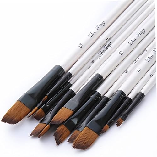 Miniatura 7 de Pluma de color de agua, 12 Uds., redondos, puntiagudos, de nailon, para el cabello, pintura de acrílico gouache, para niños, arte al óleo portátil,