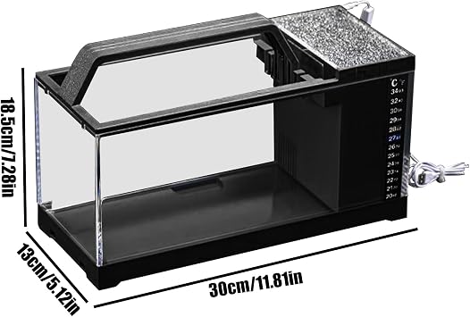 Betta Fish Tank - Intelligent Mini Aquarium with Filter and LED Light, Small Aquariums for Guppy Shrimp Jellyfish, Easy Clean Compact Water Tank, Decorative Fish Habitat Accessory for Home Office Room