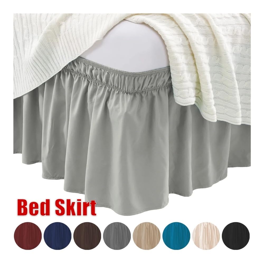 Letto matrimoniale, matrimoniale, matrimoniale, queen-size, con balze, con elastico regolabile, 40 cm, altezza Jupe de Lit(caffè scuro, Twin 190,5 x 99 x 40 cm)
