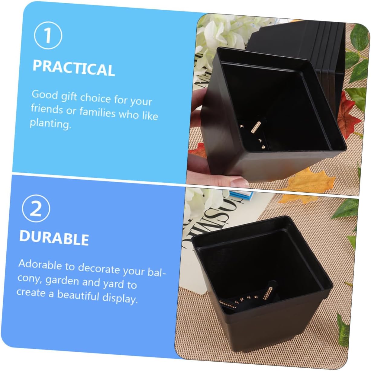 60pcs Square Plastic Plant Nursery Pots for and Flowers Modern Mini Gardening Containers for Indoor and Outdoor Use and Lightweight Design