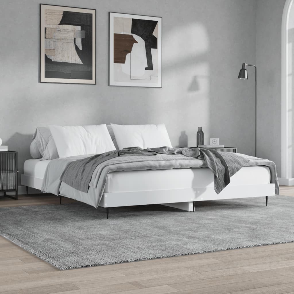 Rantry Bettgestell mit LED, Massivholz, weiß, 200 x 200 cm, Lattenrost für Erwachsene, Kinder und Jugendliche, einfache Montage, Typ 2 Betten und Lattenroste