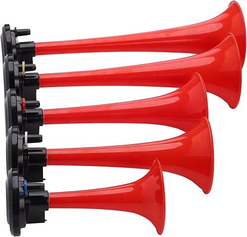 Miniatura 8 de AOLIHAN Dixie Horns - Bocina de coche multifrecuencia sonido 12 V 150 DB bocinas de aire de cinco tubos con compresor bocinas de música para