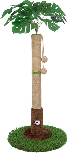 Woochpet Cat Scratching Post for Indoor Cats and Kitten - 35.43" Tall Cat Scratching Post with Sisal Rope,Palm Tree Cat Scratch Post with Hanging Ball