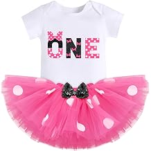 FYMNSI Baby Girls Half 1st 2nd 3rd Birthday Cake Smash Outfit Romper Top Mini Polka Dots Tutu Skirt Mouse Ears Headband Set