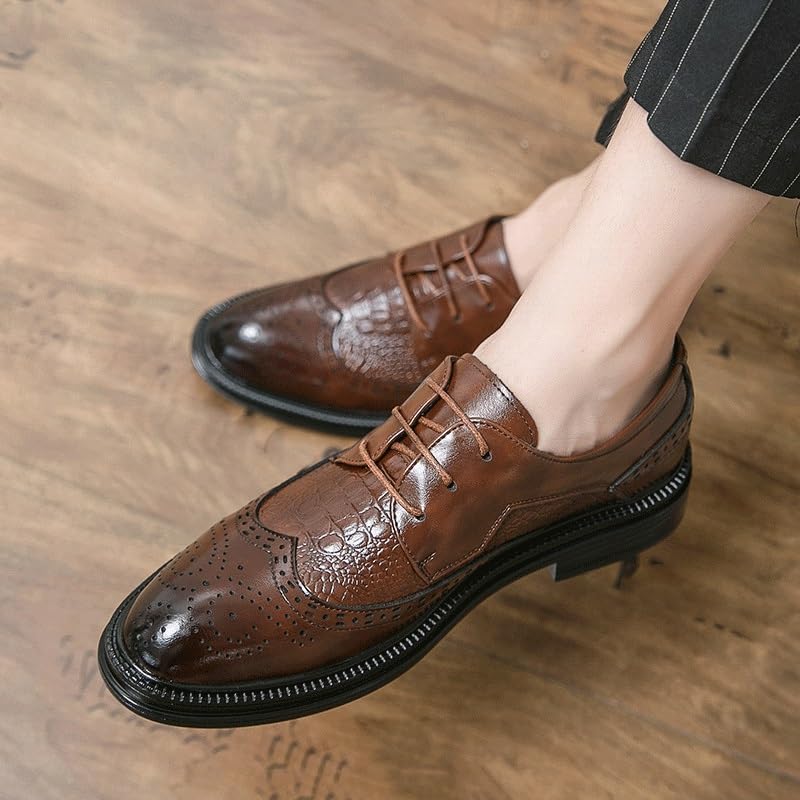 Men's Professional Shoes Waterproof Oxfords Men's Lace-up Shoes for Business Travel & Outdoor Events(6.5)3