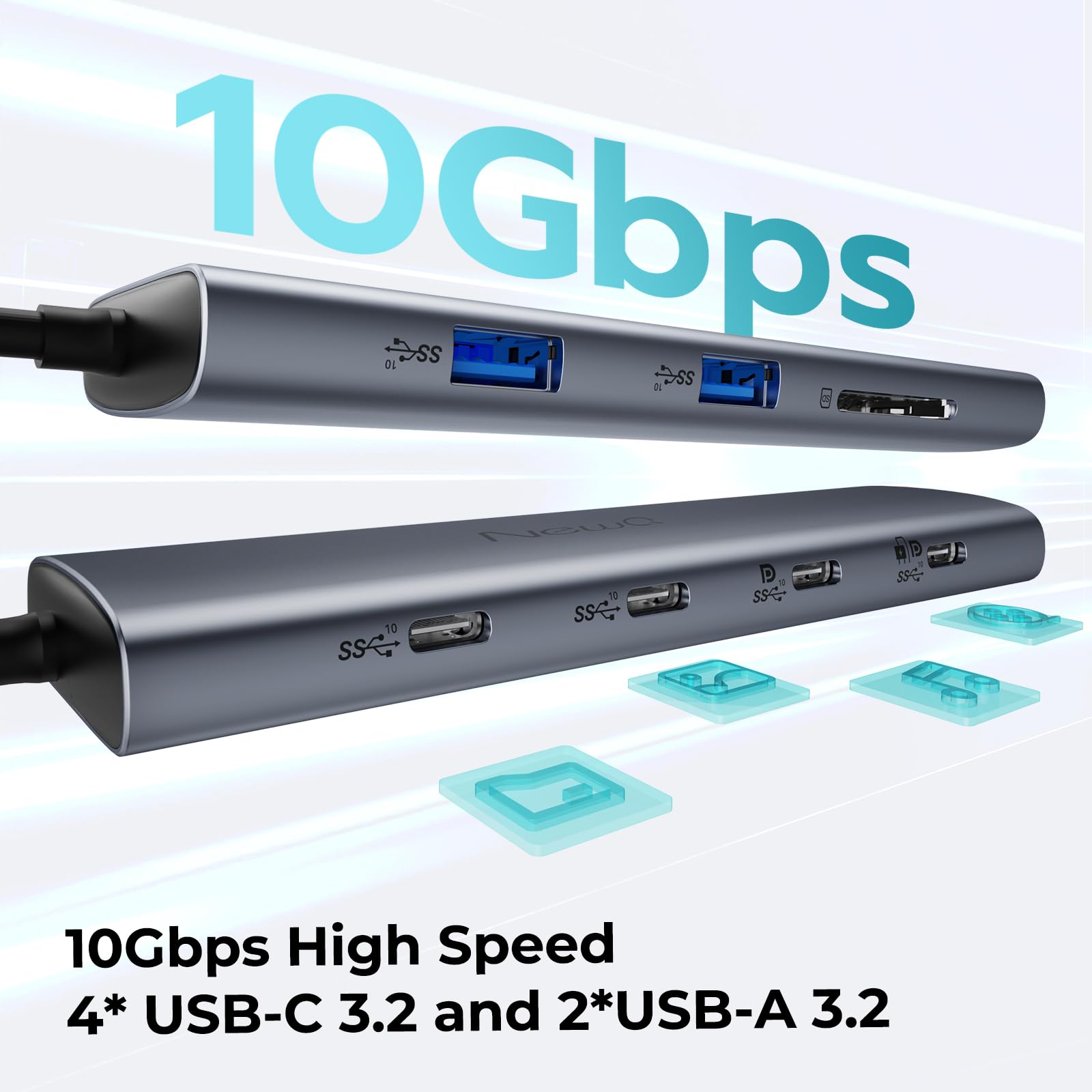 Koncentrator USB C z obsługą Dual/Triple Monitor, 4K 30-60 Hz HDMI, 100 W PD, 6X USB 10 Gbit/s, SD4.0, stacja dokująca typu C do systemu Windows/Chrome OS, z kablem wideo USB C