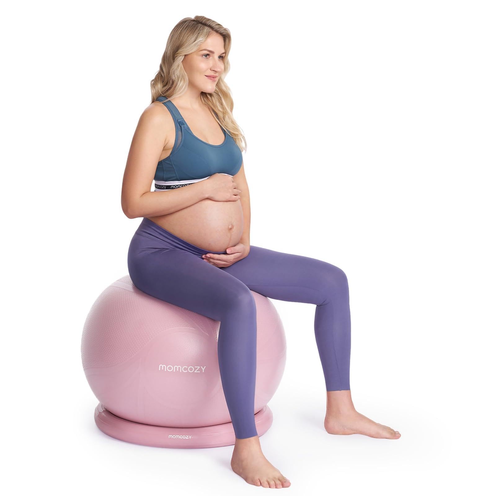 Momcozy BirthEase Pregnancy Ball Set, Birthing Yoga Ball with App Courses | BPA-Free, Anti-Burst, with Anti-Slip Base, Supports Pregnancy Stages & Postpartum with App-Guided Courses