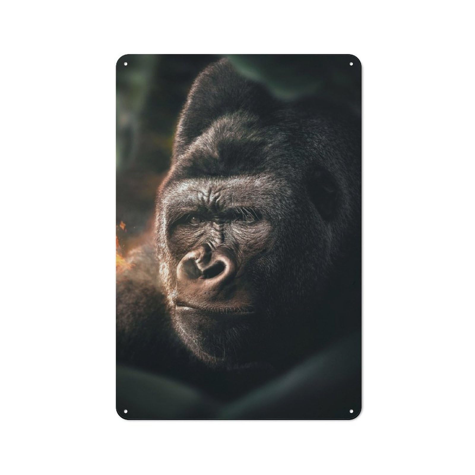 Junmoney Gorilla Flame Retro Retro Metal Sign 30X20cm Featuring Garage Wall Decor For Garage, Hobby Room, Office Or Man Cave
