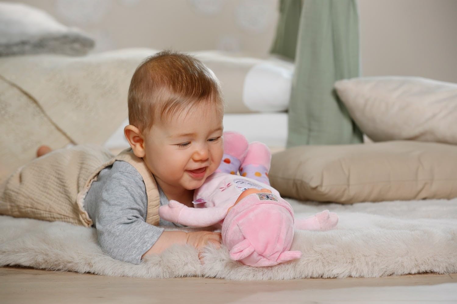 BABY Born for Babies Sweetie Pink - Soft 30 cm Doll with Pink Fabric Body and Integrated Rattle - Suitable for Newborns