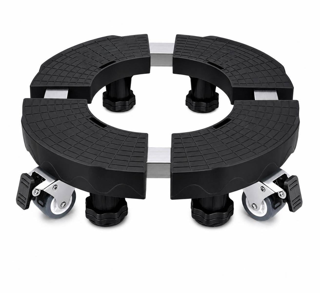 DGSL Plant Caddy with Wheels, Heavy Duty Plant Trolley Adjustable 40-58 cm, 200kg Load Capacity Lockable Casters, Rolling Plant Stand for Indoor Outdoor Large Planter Garden Flower Pot, Black, 1 Pack