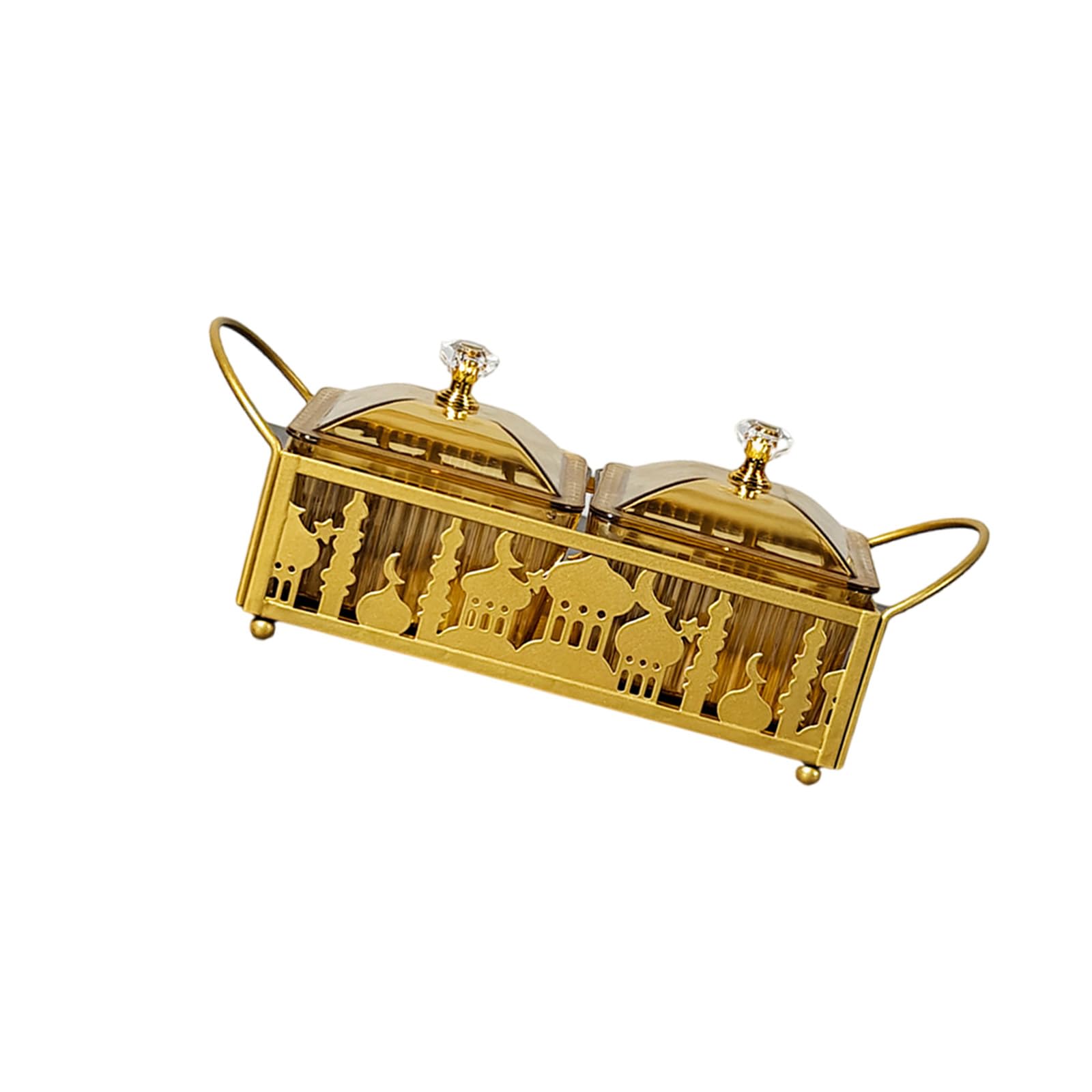 Eid Mubaraks Dessert Tray Ramadans Golden Serving Snacks Storage Box Metal Platter for Festival Table Decoration Eid Mubaraks Tray