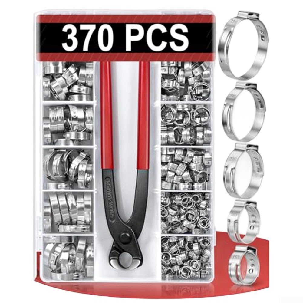 Colliers de serrage tuyau voiture et plomberie, assortiment 15 tailles de bague à sertir inox 304