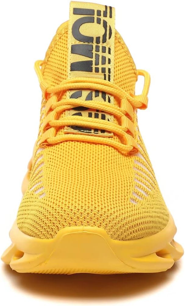 GSLMOLN Womens Walking Shoes Mesh Non Slip Gym Sports Casual Fashion Sneakers 5-5.5 Yellow
