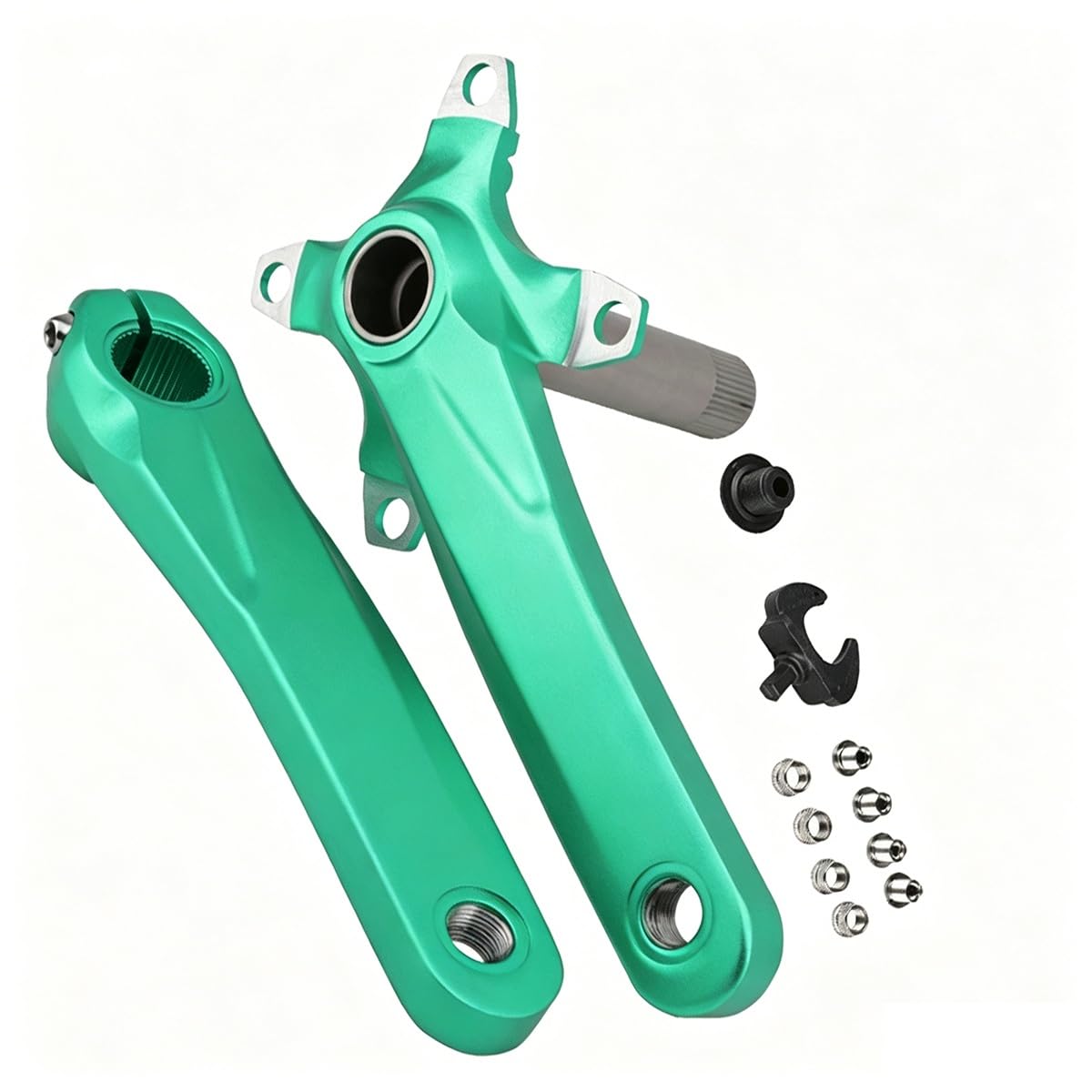 KANGXYSQ 170mm Bike Crank Arm Hollow Integrated Left Right Crank Arm Set Crank For Mountain Road Bike(Green)