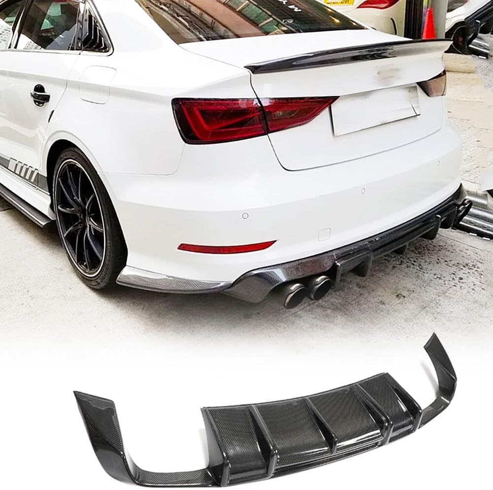 MCARCAR KIT S3 Carbon Fiber Rear Diffuser fits for Audi A3 Sline S3 Sedan 2014 2015 2016 Lower Bumper Lip Spoiler Body Kit Factory Outlet(Not for Base Model)