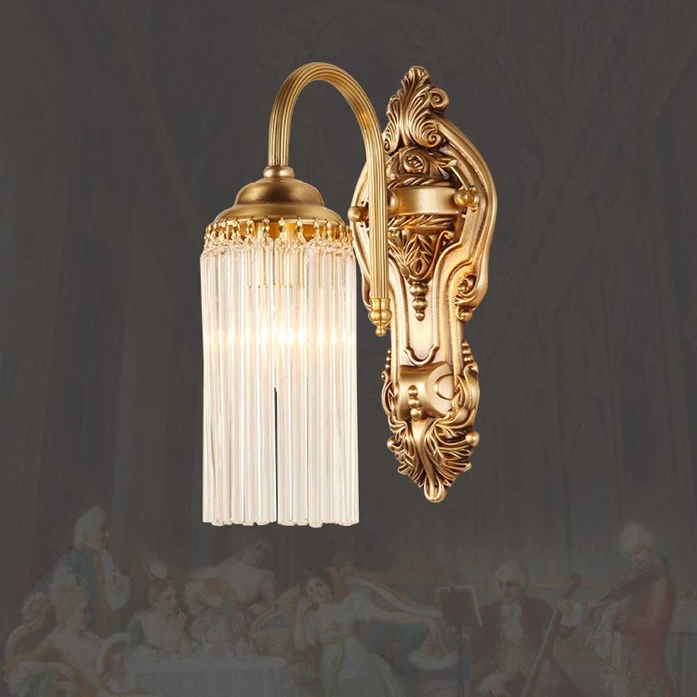 HPTHLY Wall Mounted Light Villa Luxury Wall Sconce Crystal Wall Lamp Wall Mounted Brass Fixtures Lighting Room Art Decor Dining Room Corridor Living Room Ho(1Light)