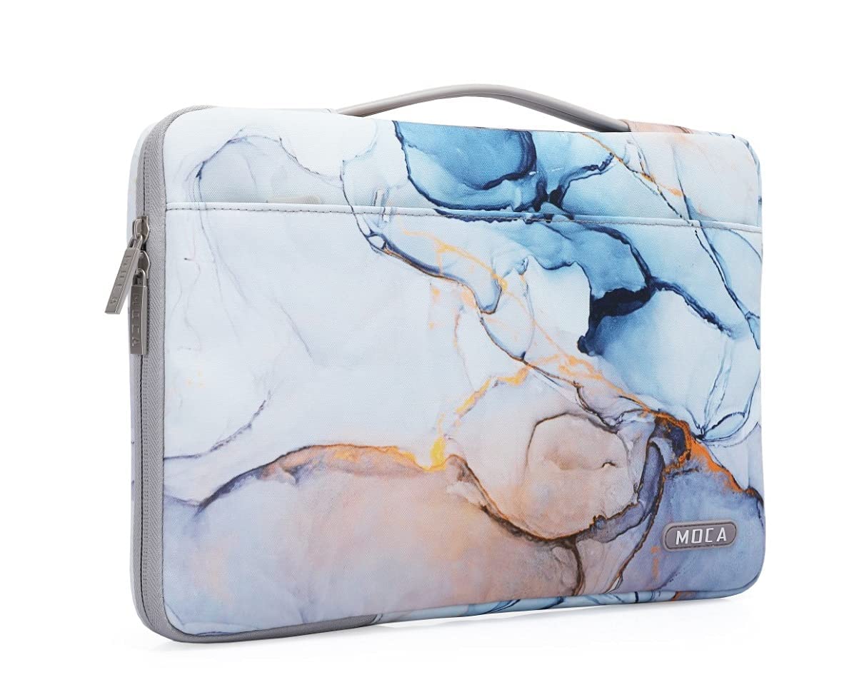 MOCA Waterproof Nylon Exterior with Soft Velvety Interior Sleeve Bag Pouch Carry Case for 13.3" 13" inch Laptops, MacBook (New Blue Marble, 13.3 Inch)