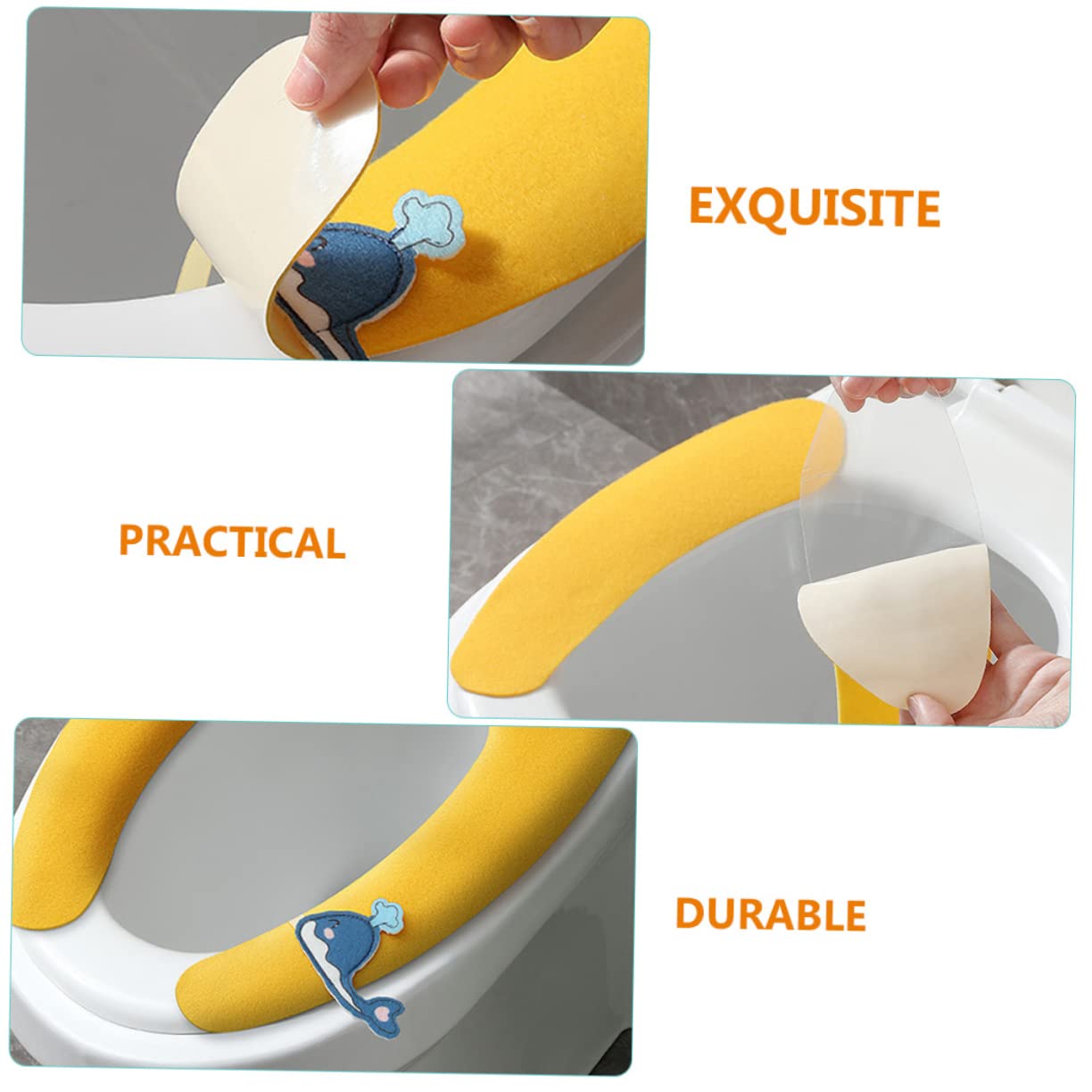 Alipis 3 Pairs Washable Elongated Toilet Seat Covers Adhesive Machine Washable Comfortable Seat Cushions