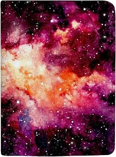 Carteira para passaporte com espaço externo violeta e rosa nebulosa de couro para passaporte acessórios de viagem para homens e mulheres