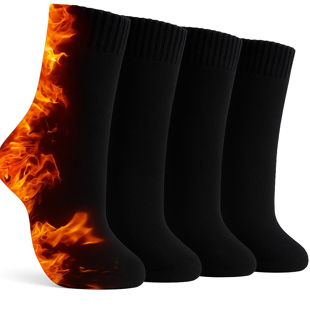 garry leffs Warm 4 Pcs Heavy Duty Woolen Winter Thumb Socks For Women & Girls | Hot Thermal Snow Socks | Ideal For Winter Wear (Pack Of 4)-picture-33