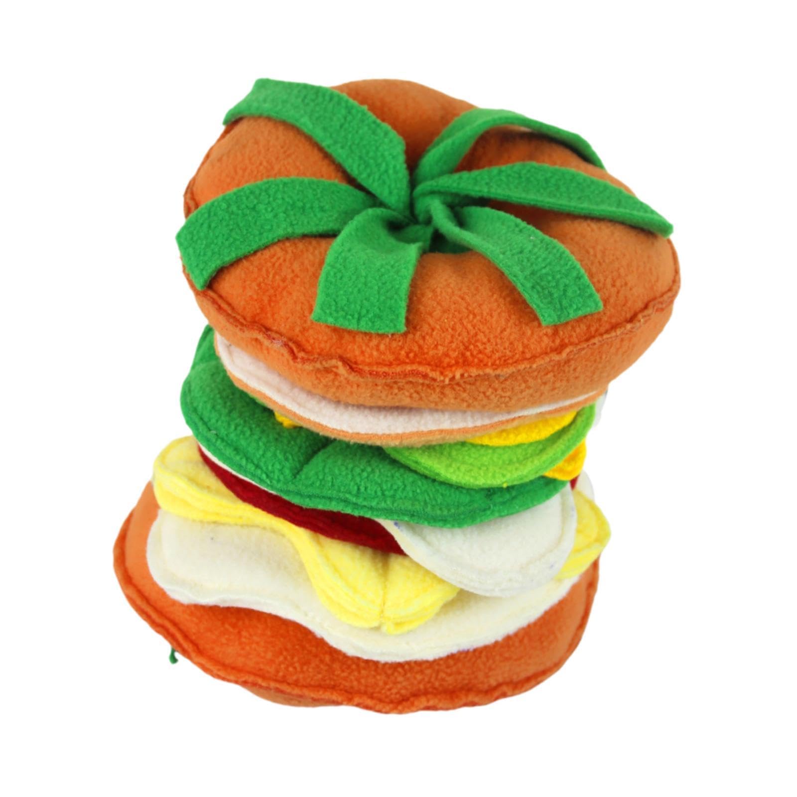 Colcolo Dog Snuffle Hamburger Puzzle-Spielzeug, tragbare Bereicherung, interaktives quietschendes Hundespielzeug für kleine Tiere, kleine, mittelgroße und