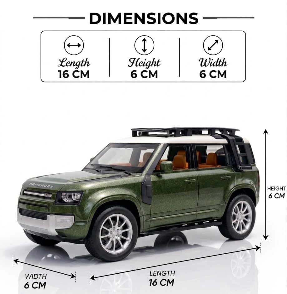 Image of 1:32 Scale New Defender Alloy Pickup Car Toy Metal Pull Back Diecast Car with Openable Door and Sound Light, Gifts Toys for Kids【Green】