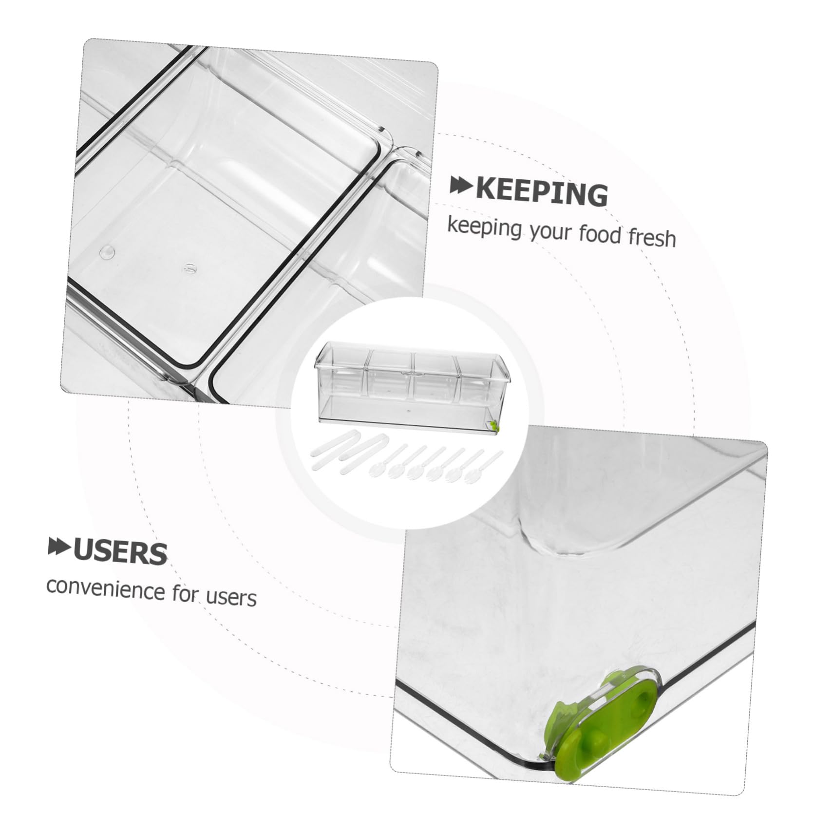 TOYANDONA Stapelbarer Kühlschrank Organizer Fach Compartments Frischhaltedosen mit Clips und Löffeln für Vielseitige Nutzung Küche Bar und Beim Picknick