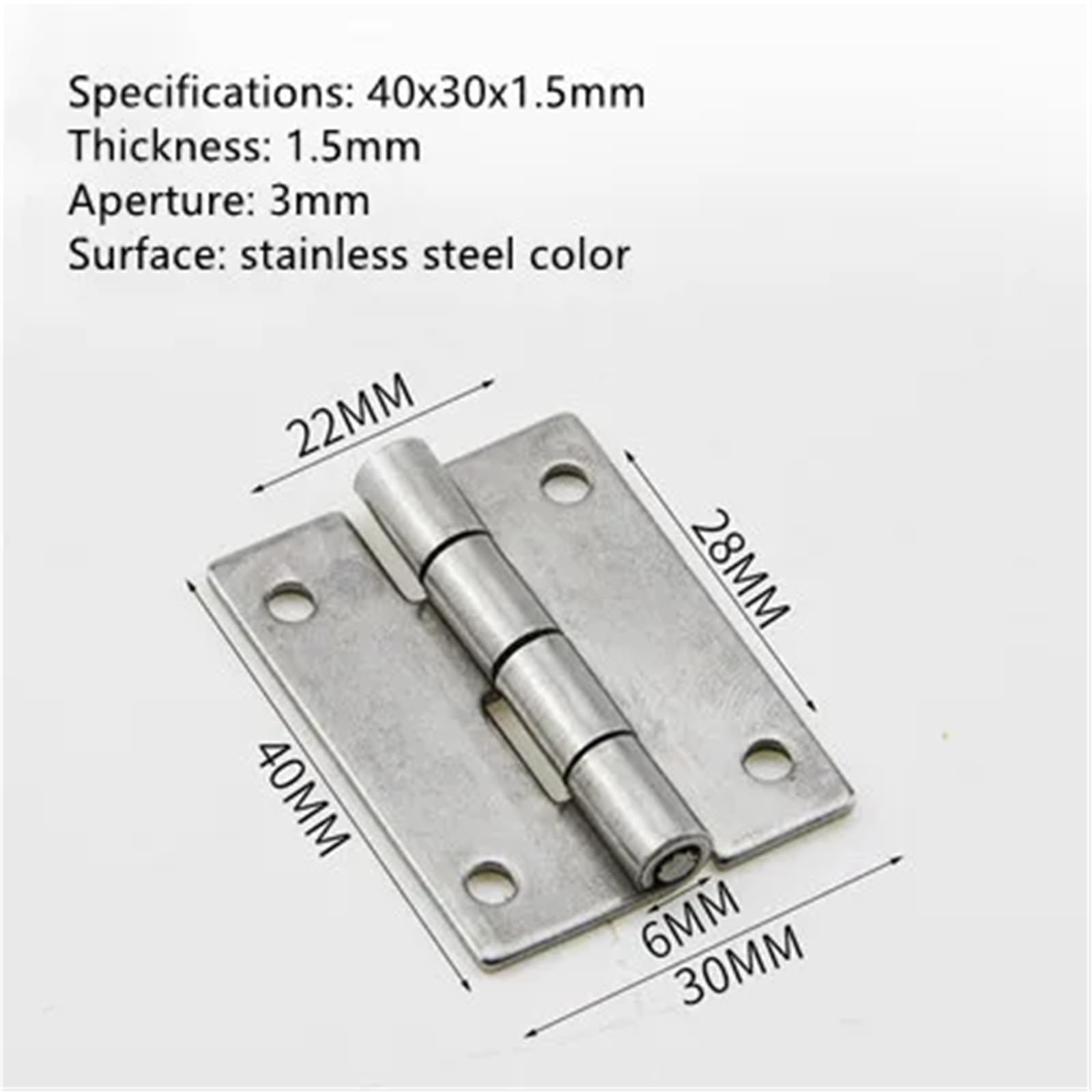 Zawias do sprzętu przemysłowego ze stali nierdzewnej 304 SHHPS6-2 5-2 1 szt. (40 x 30 x 1,5 mm)