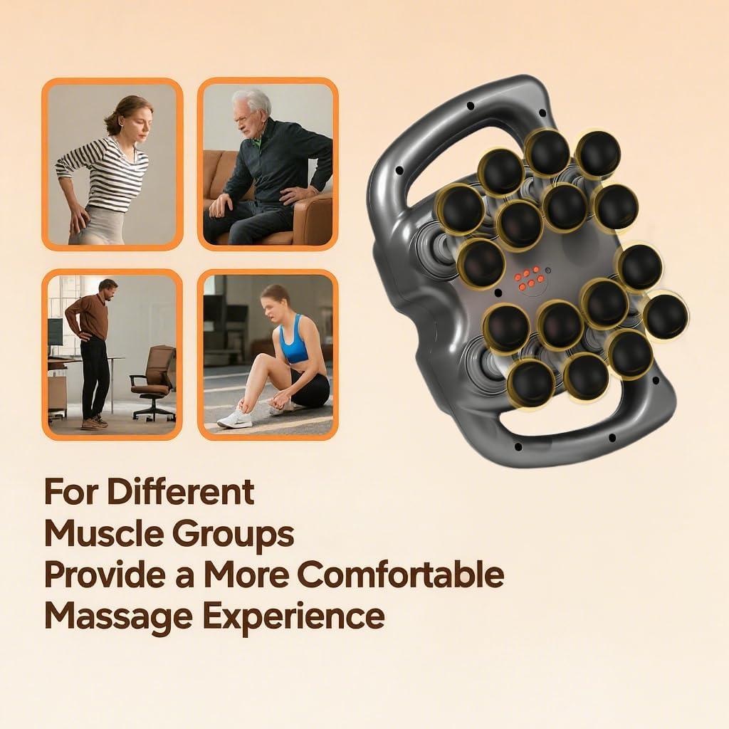 Quiet Deep Tissue Massage Gun for Muscle Relief, 16-Head Back Massager with Pure Copper Motor, Low-Noise Percussion Muscle Massager for Neck, Shoulder & Legs - Image 6