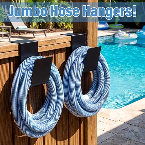 Otoolling 2 Pcs Jumbo Pool Vacuum Hose Hanger 7.7x5x5.5inch Heavy Duty Metal Hose Fence Holder Black Garden Hook for Outside Swimming Pool Skimmer Garden Tools Storage Organizer Accessories by Otoolling - Used condition - Image 4