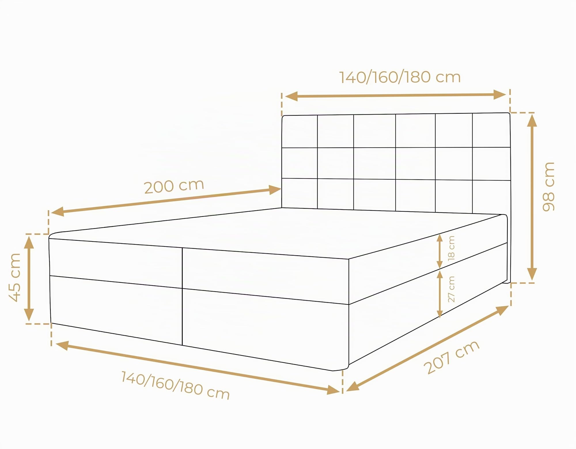 Stauraum Boxspringbett 180x200 cm Geceteni Doppel Bett Beige