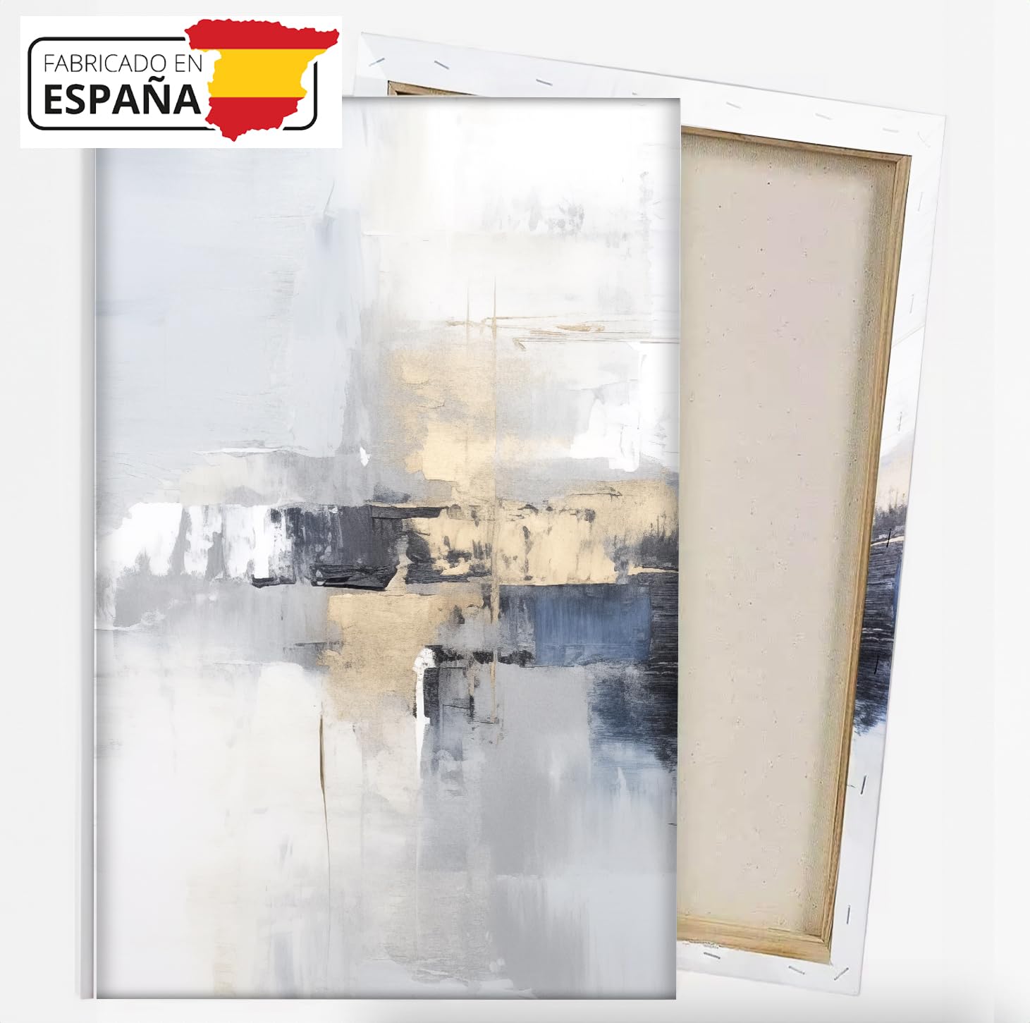 INTELIENZOS Tres cuadros modernos para decoracion de salon 120x61cm, 3 lienzos de Océano, estilo abstracto, Abs 4