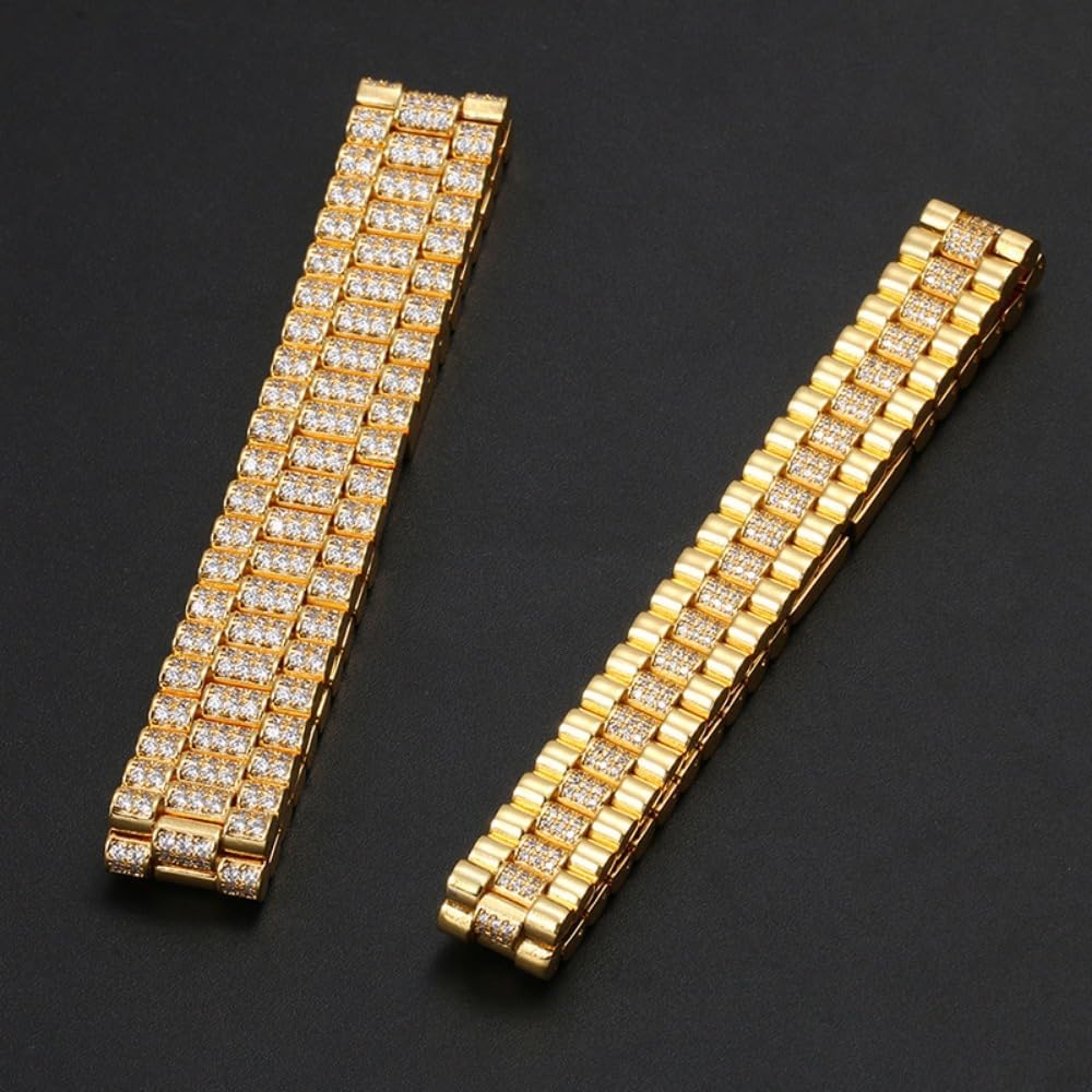 Solid Gold over S925 Sterling Silver Moissanite-Embedded Bracelet, Men's Watch-Shaped Chain Hip-Hop Jewelry, For the Confident & Bold Man - Image 4