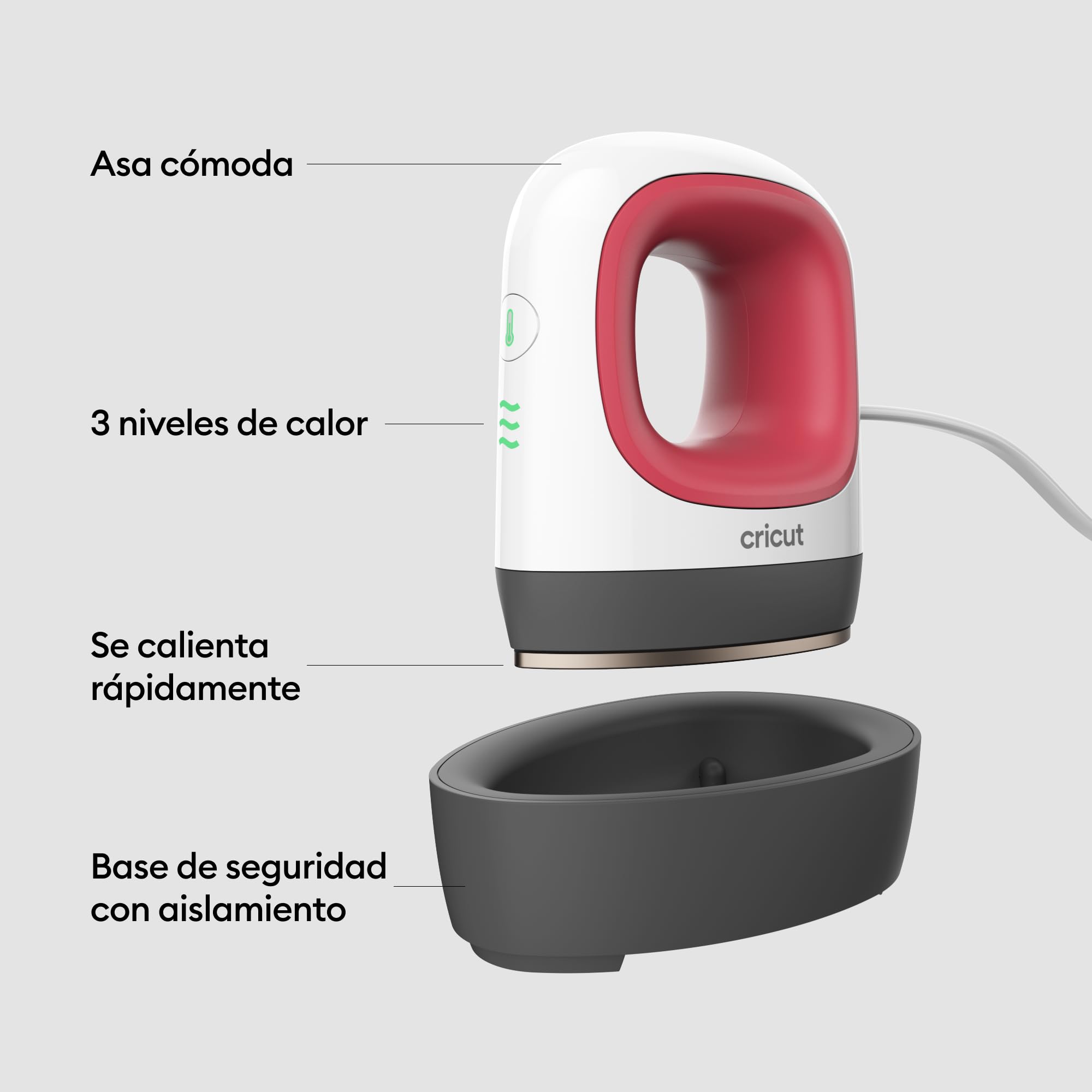 Cricut EasyPress Mini | Prensa térmica compacta para planchar vinilo (HTV), tinta Infusible y sublimación | Raspberry | 2026