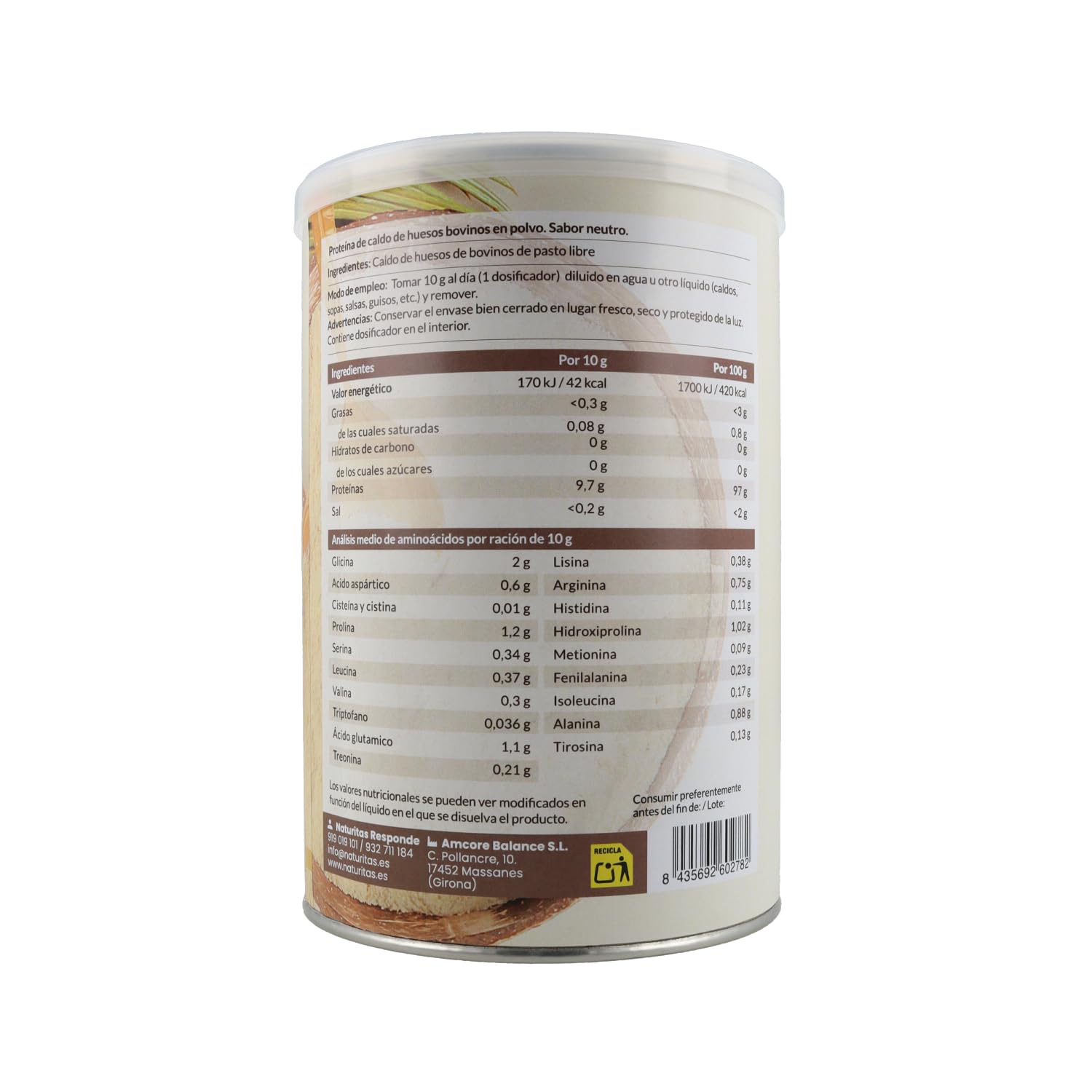 Proteína de caldo de huesos Naturitas Essentials 300 g bovinos de pasto libre