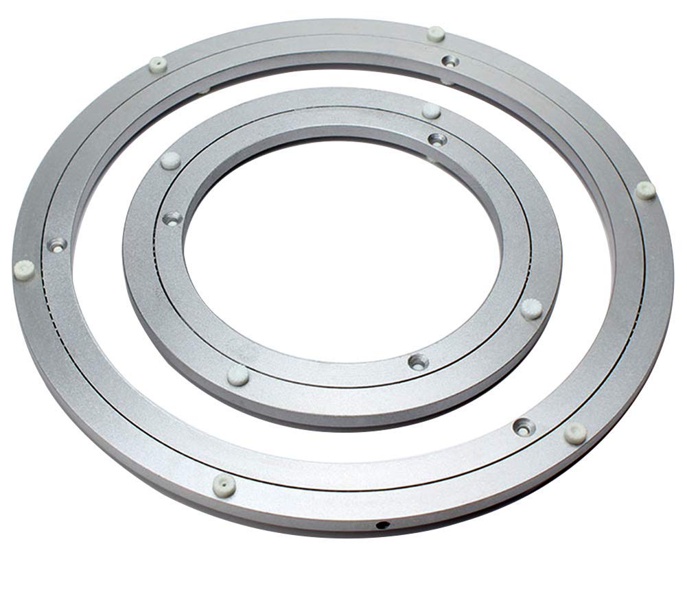 Hoobar Rotating Turntable Base - Heavy Duty Aluminum Alloy Lazy Susan, 10 Inch Smooth Rotating Stand for TV Monitor, Food Display, Sculpture & DIY Projects (9mm Thick, Anti-Skid Silicone Base)