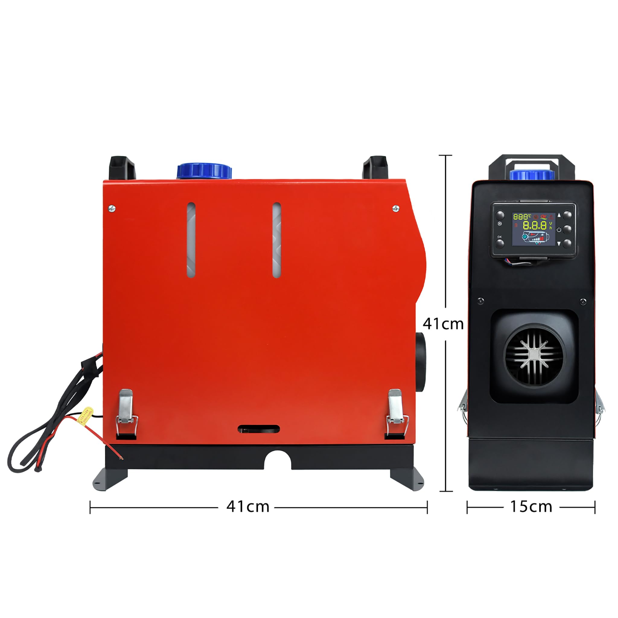 LZQ 8KW Chauffage diesel de stationnement, chauffe-air diesel, 12V, chauffage de carburant avec télécommande, écran LCD et silencieux pour voiture, camping-car, bateaux, camion, caravane (Rouge, Type