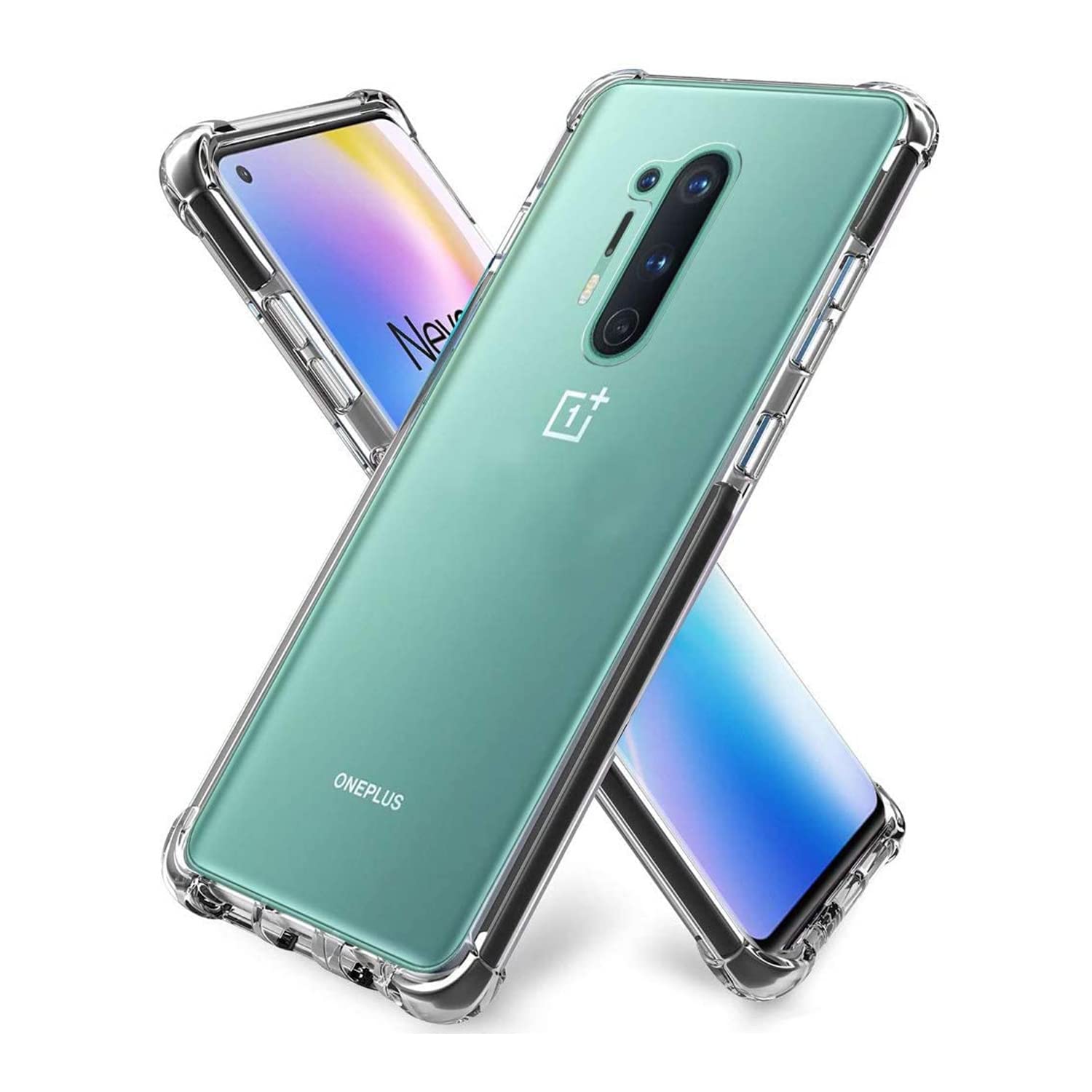 Case Creation New Oneplus 8 Pro Premium Imported 0.3mm Crystal Clear Totu Silicone Transparent Flexible Soft Corner Protection with TPU Slim Back Case Color Cover for One Plus 8 Pro