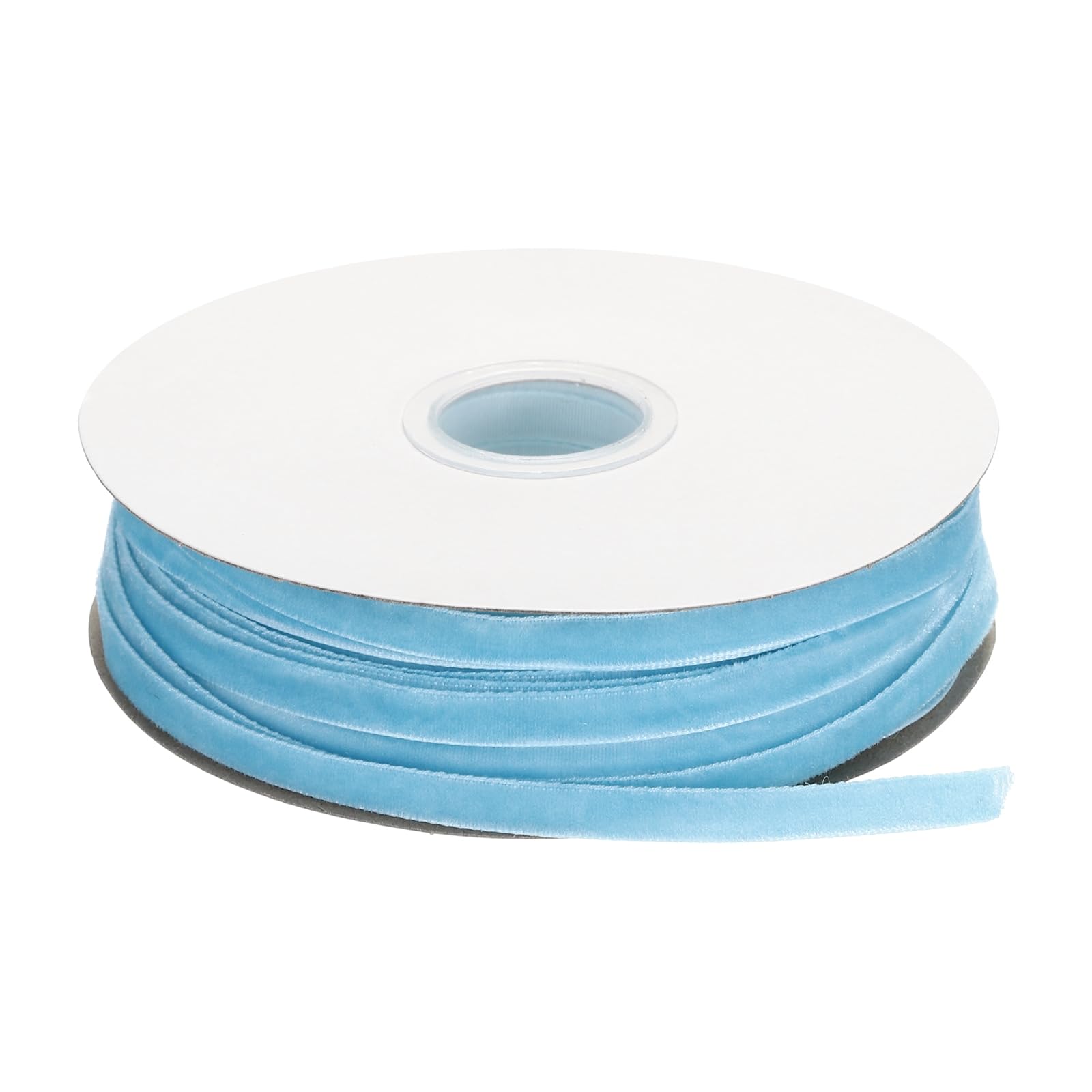 sourcing map Velvet Ribbon 1/4 Inch x 50 Yard Single Face Spool Silky Velvet Fabric for Bouquets DIY Crafts Gift Wrapping Wedding Party Sky Blue