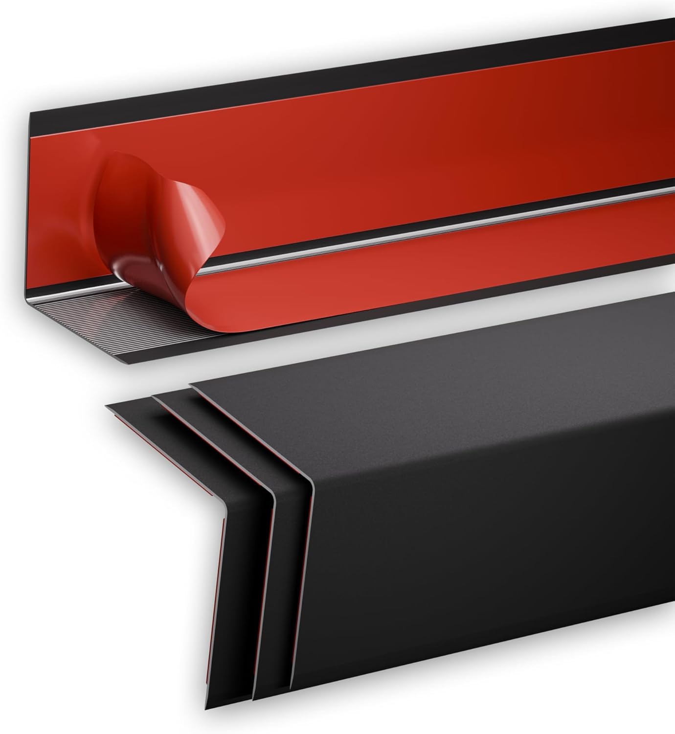 4PCS 48" Metal Corner Protectors, Aluminum Self Adhesive Corner Guards, Metal Wall Edge Protector Strip, Furniture Corner Protectors, Edge Trim for Cabinets and Kitchen Islands (Black, 48"x2"x2")