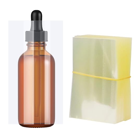 Morepack Shrink Bands for 50ml Bottles,200 Pieces 65x98mm Clear Perforated Shrink Wrap Bottle,Jars